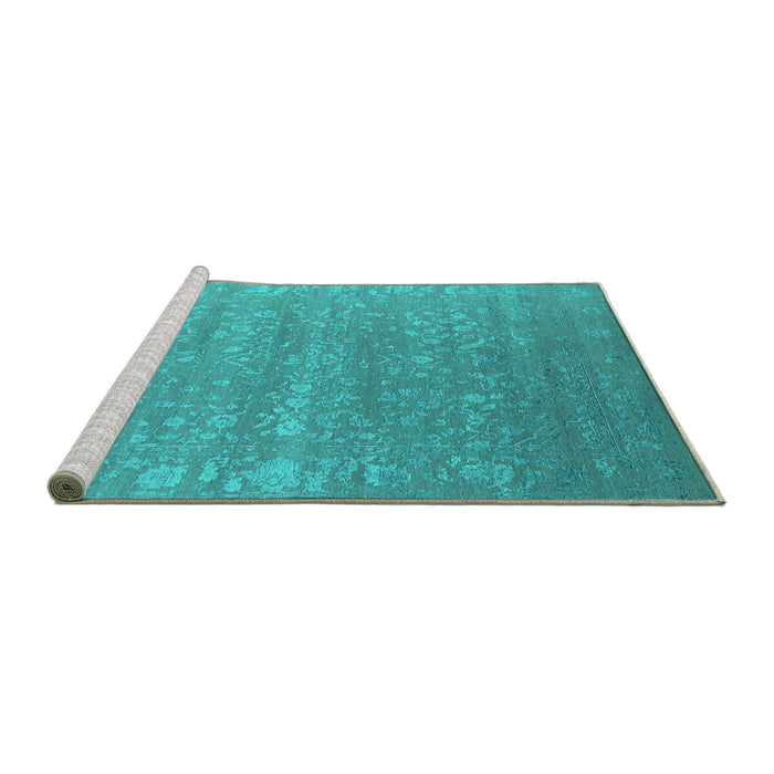 Sideview of Machine Washable Oriental Turquoise Industrial Area Rugs, wshurb2510turq