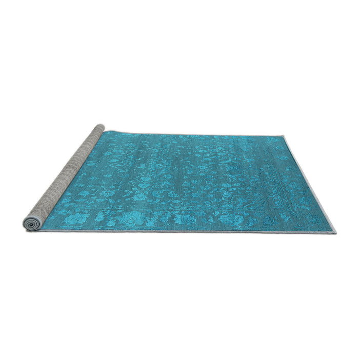 Sideview of Machine Washable Oriental Light Blue Industrial Rug, wshurb2510lblu