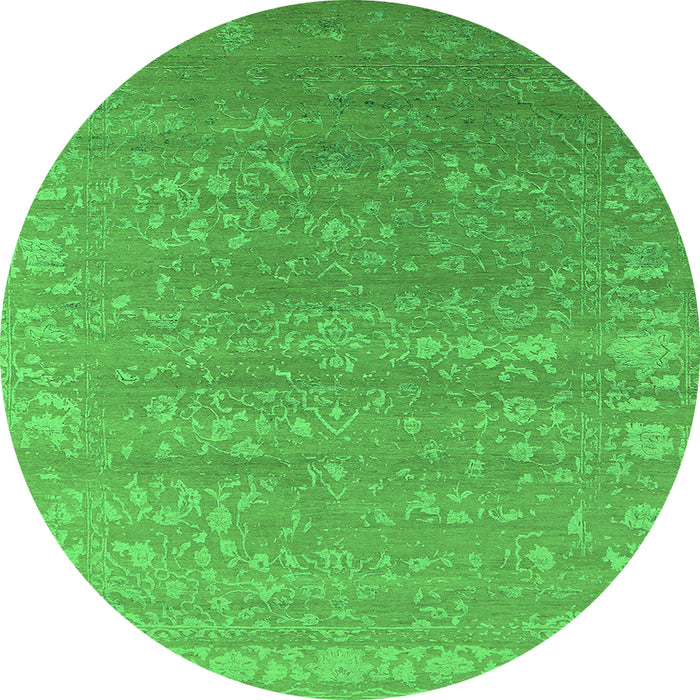Round Oriental Green Industrial Rug, urb2510grn