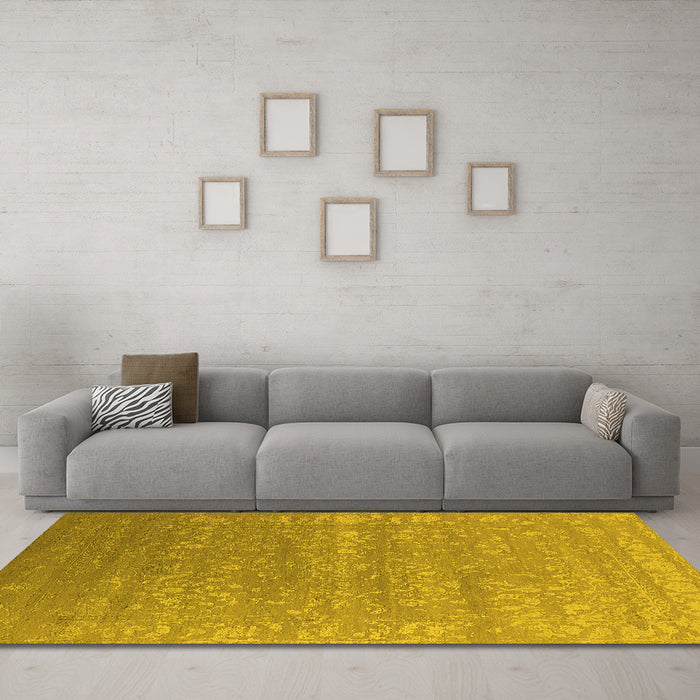 Machine Washable Oriental Yellow Industrial Rug in a Living Room, wshurb2510yw