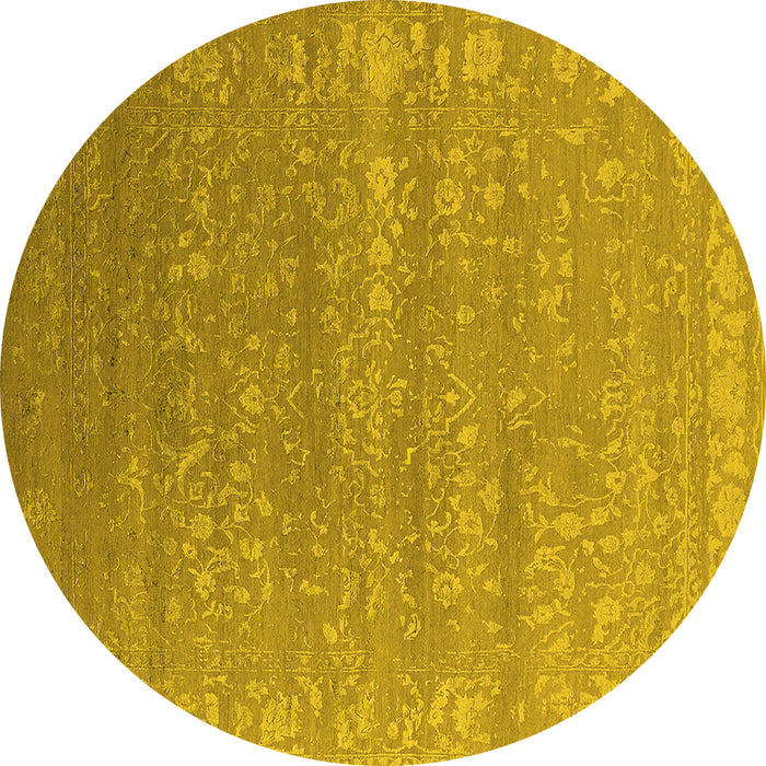 Round Oriental Yellow Industrial Rug, urb2510yw