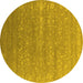 Round Oriental Yellow Industrial Rug, urb2510yw