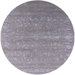 Round Mid-Century Modern Dark Gray Oriental Rug, urb2510