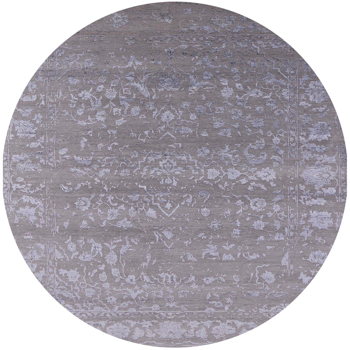 Round Mid-Century Modern Dark Gray Oriental Rug, urb2510
