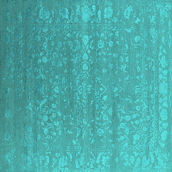 Square Machine Washable Oriental Turquoise Industrial Area Rugs, wshurb2510turq
