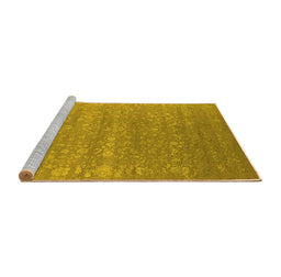 Sideview of Machine Washable Oriental Yellow Industrial Rug, wshurb2510yw