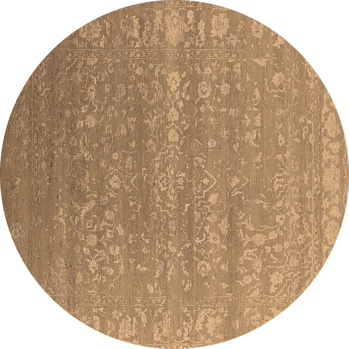 Round Machine Washable Oriental Brown Industrial Rug, wshurb2510brn
