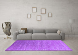 Machine Washable Oriental Purple Industrial Area Rugs in a Living Room, wshurb2510pur
