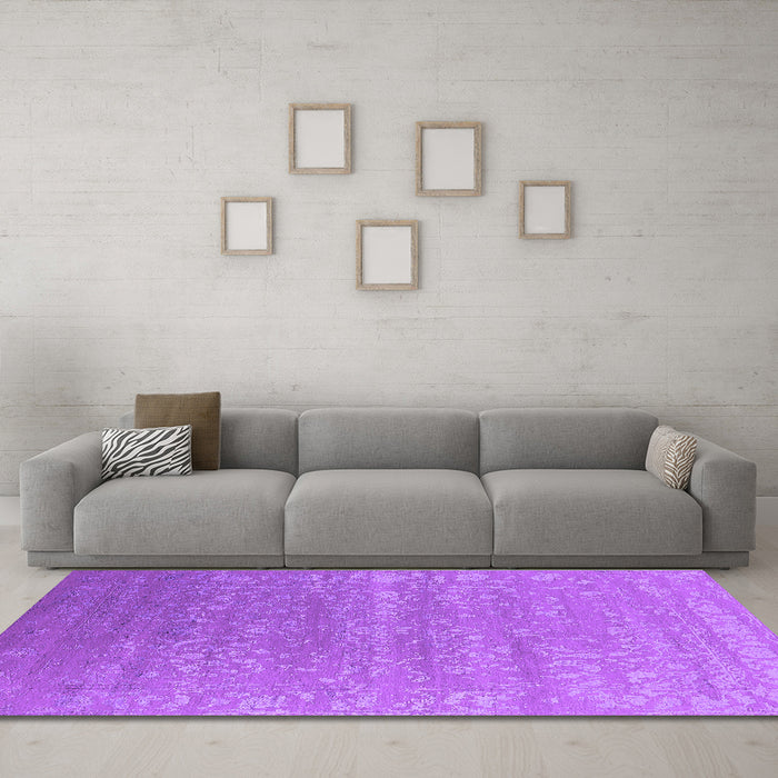 Machine Washable Oriental Purple Industrial Area Rugs in a Living Room, wshurb2510pur