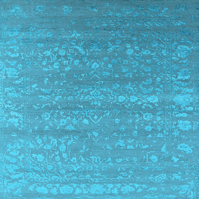 Square Machine Washable Oriental Light Blue Industrial Rug, wshurb2510lblu