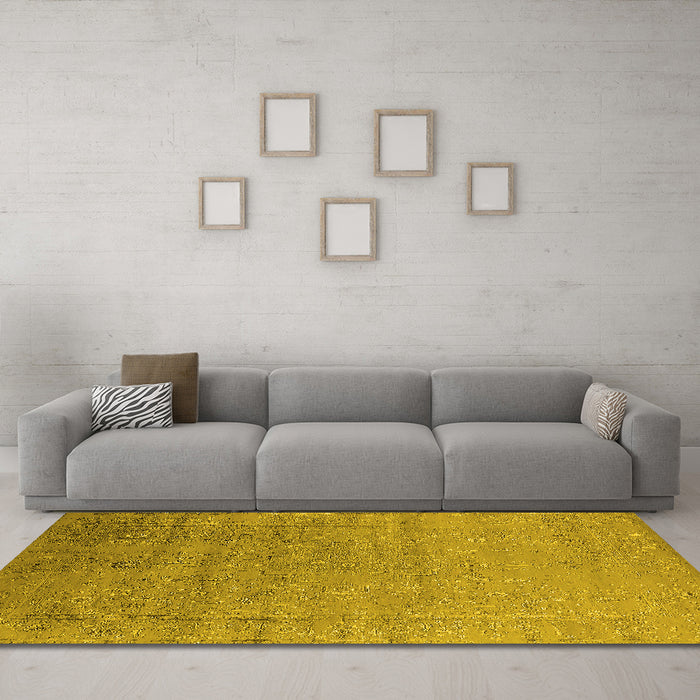 Machine Washable Oriental Yellow Industrial Rug in a Living Room, wshurb2511yw