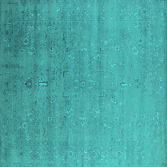 Square Oriental Turquoise Industrial Rug, urb2511turq