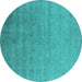 Round Oriental Turquoise Industrial Rug, urb2511turq