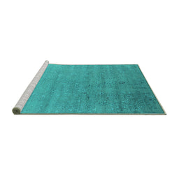 Sideview of Machine Washable Oriental Turquoise Industrial Area Rugs, wshurb2511turq