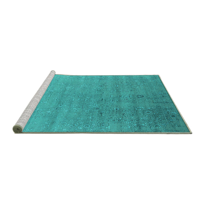 Sideview of Machine Washable Oriental Turquoise Industrial Area Rugs, wshurb2511turq
