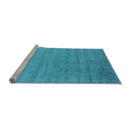 Sideview of Machine Washable Oriental Light Blue Industrial Rug, wshurb2511lblu