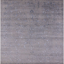 Square Mid-Century Modern Dark Gray Oriental Rug, urb2511