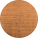 Round Machine Washable Oriental Orange Industrial Area Rugs, wshurb2511org