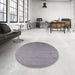 Round Machine Washable Industrial Modern Dark Gray Rug in a Office, wshurb2511