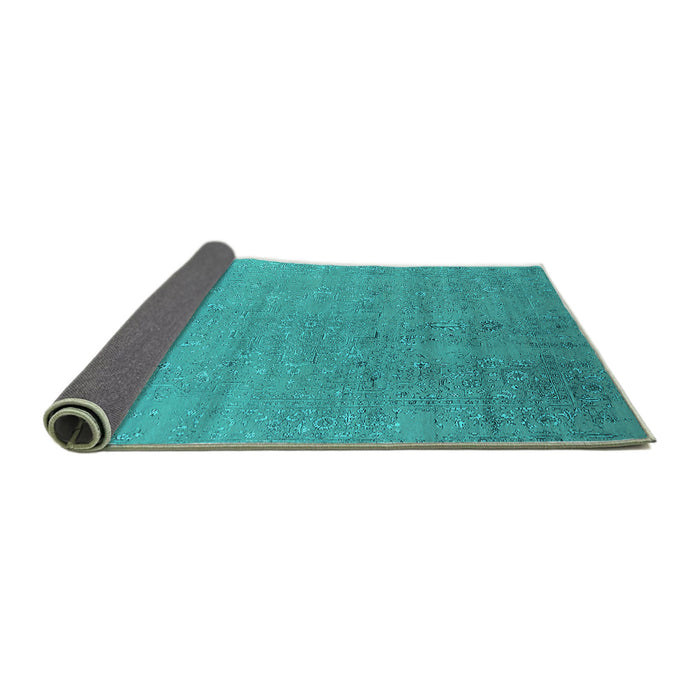 Sideview of Oriental Turquoise Industrial Rug, urb2511turq