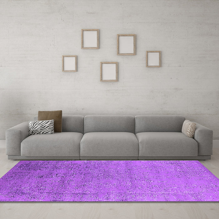 Machine Washable Oriental Purple Industrial Area Rugs in a Living Room, wshurb2511pur