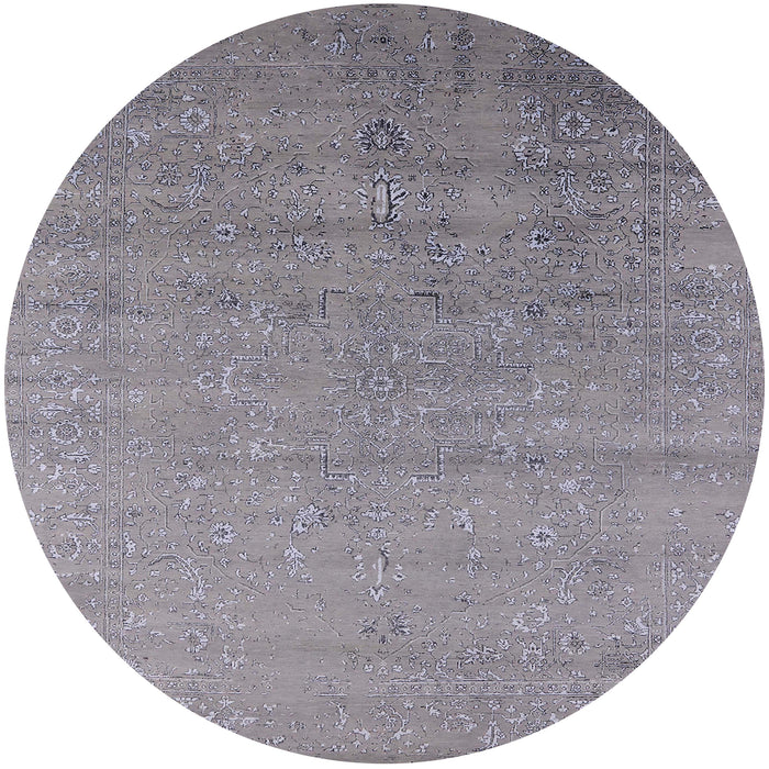 Round Mid-Century Modern Dark Gray Oriental Rug, urb2511
