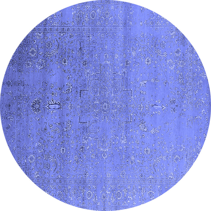 Round Oriental Blue Industrial Rug, urb2511blu