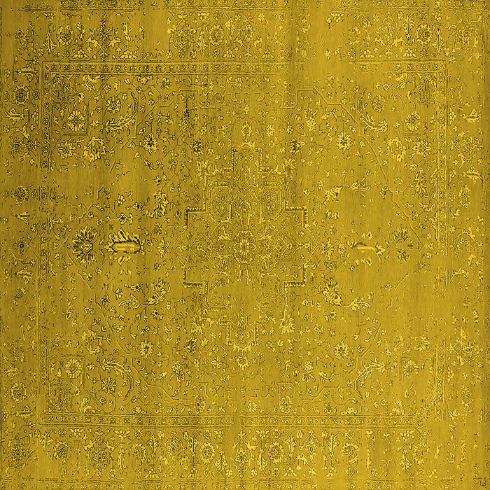 Square Machine Washable Oriental Yellow Industrial Rug, wshurb2511yw