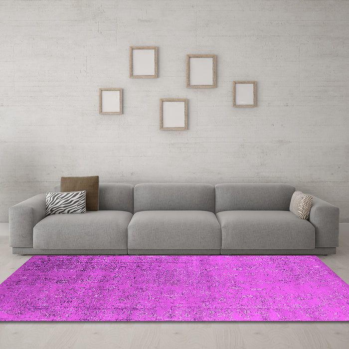 Machine Washable Oriental Pink Industrial Rug in a Living Room, wshurb2511pnk