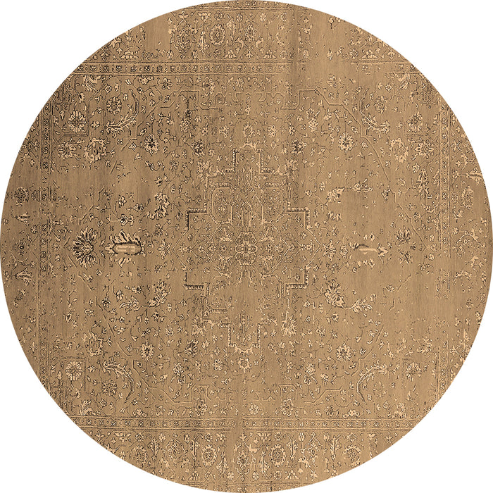 Round Oriental Brown Industrial Rug, urb2511brn
