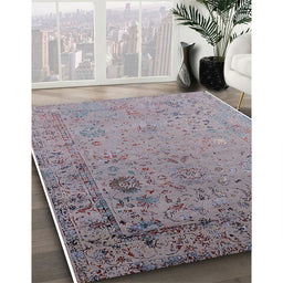 Mid-Century Modern Mauve Taupe Purple Oriental Rug in Family Room, urb2512