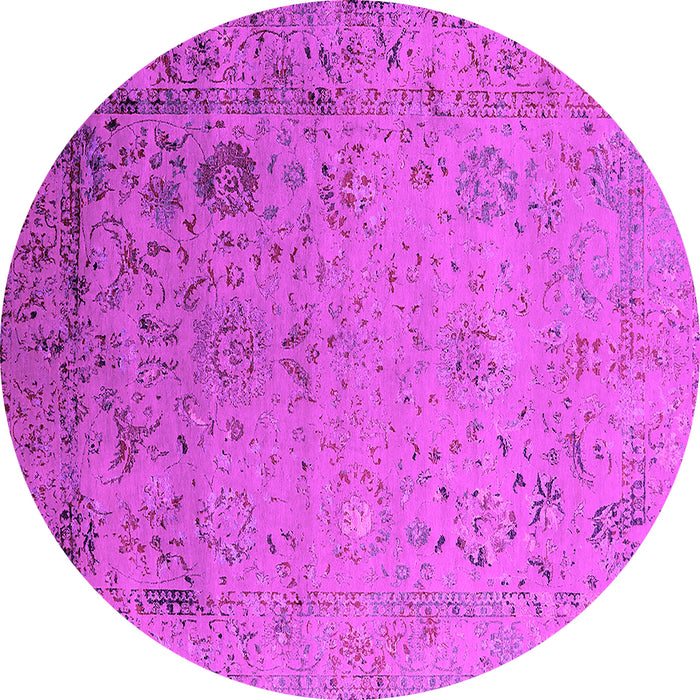 Round Machine Washable Oriental Pink Industrial Rug, wshurb2512pnk