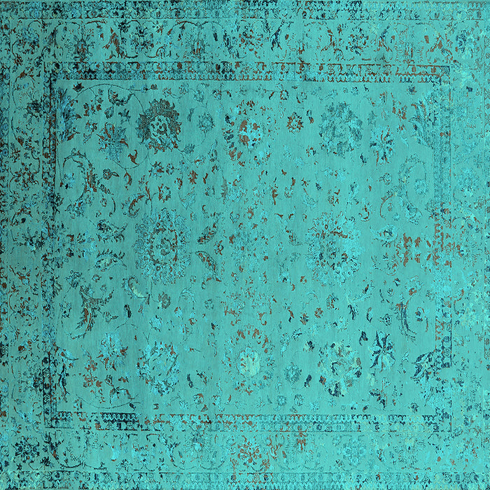 Square Oriental Turquoise Industrial Rug, urb2512turq