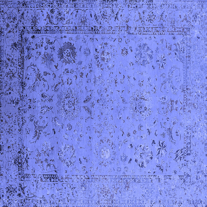 Square Machine Washable Oriental Blue Industrial Rug, wshurb2512blu