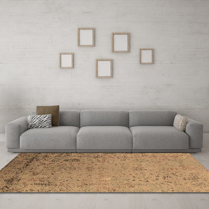 Machine Washable Oriental Brown Industrial Rug in a Living Room,, wshurb2512brn