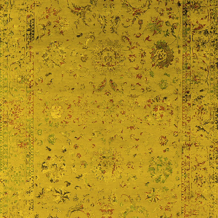 Machine Washable Oriental Yellow Industrial Rug, wshurb2512yw