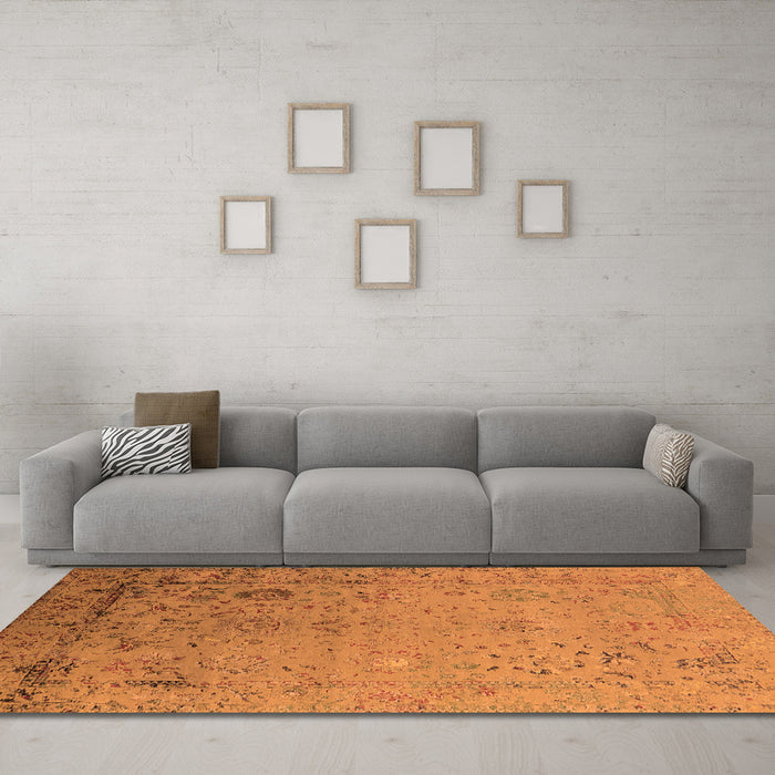 Machine Washable Oriental Orange Industrial Area Rugs in a Living Room, wshurb2512org