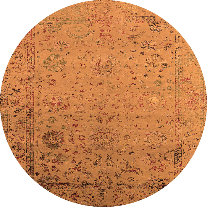 Round Oriental Orange Industrial Rug, urb2512org