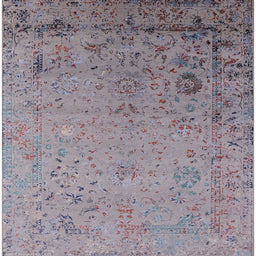 Square Mid-Century Modern Mauve Taupe Purple Oriental Rug, urb2512