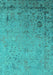 Machine Washable Oriental Turquoise Industrial Area Rugs, wshurb2512turq