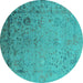 Round Oriental Turquoise Industrial Rug, urb2512turq