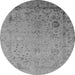 Round Machine Washable Oriental Gray Industrial Rug, wshurb2512gry