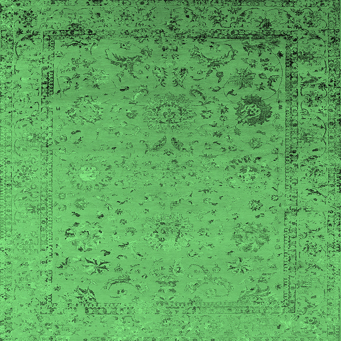 Square Machine Washable Oriental Emerald Green Industrial Area Rugs, wshurb2512emgrn