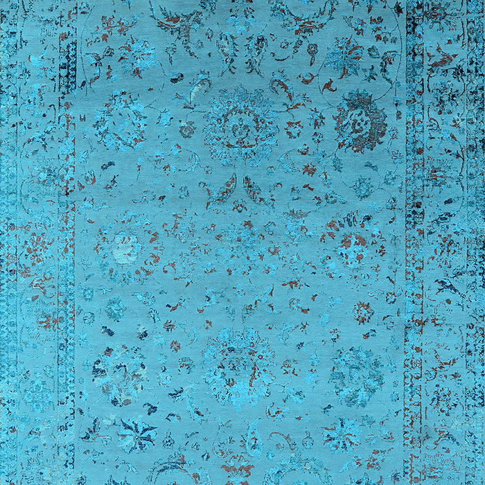 Machine Washable Oriental Light Blue Industrial Rug, wshurb2512lblu