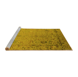 Sideview of Machine Washable Oriental Yellow Industrial Rug, wshurb2512yw