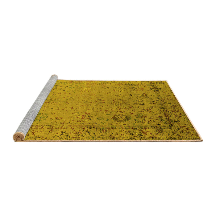 Sideview of Machine Washable Oriental Yellow Industrial Rug, wshurb2512yw