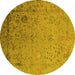 Round Oriental Yellow Industrial Rug, urb2512yw