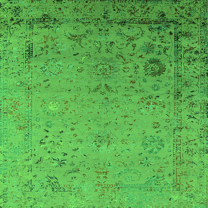 Square Machine Washable Oriental Green Industrial Area Rugs, wshurb2512grn