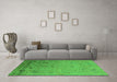 Machine Washable Oriental Green Industrial Area Rugs in a Living Room,, wshurb2512grn