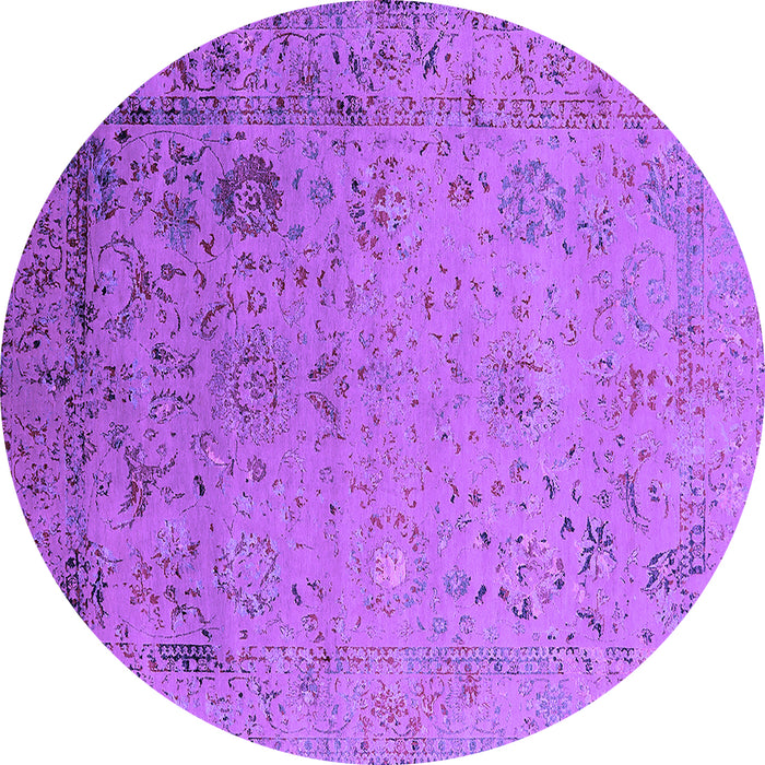 Round Machine Washable Oriental Purple Industrial Area Rugs, wshurb2512pur
